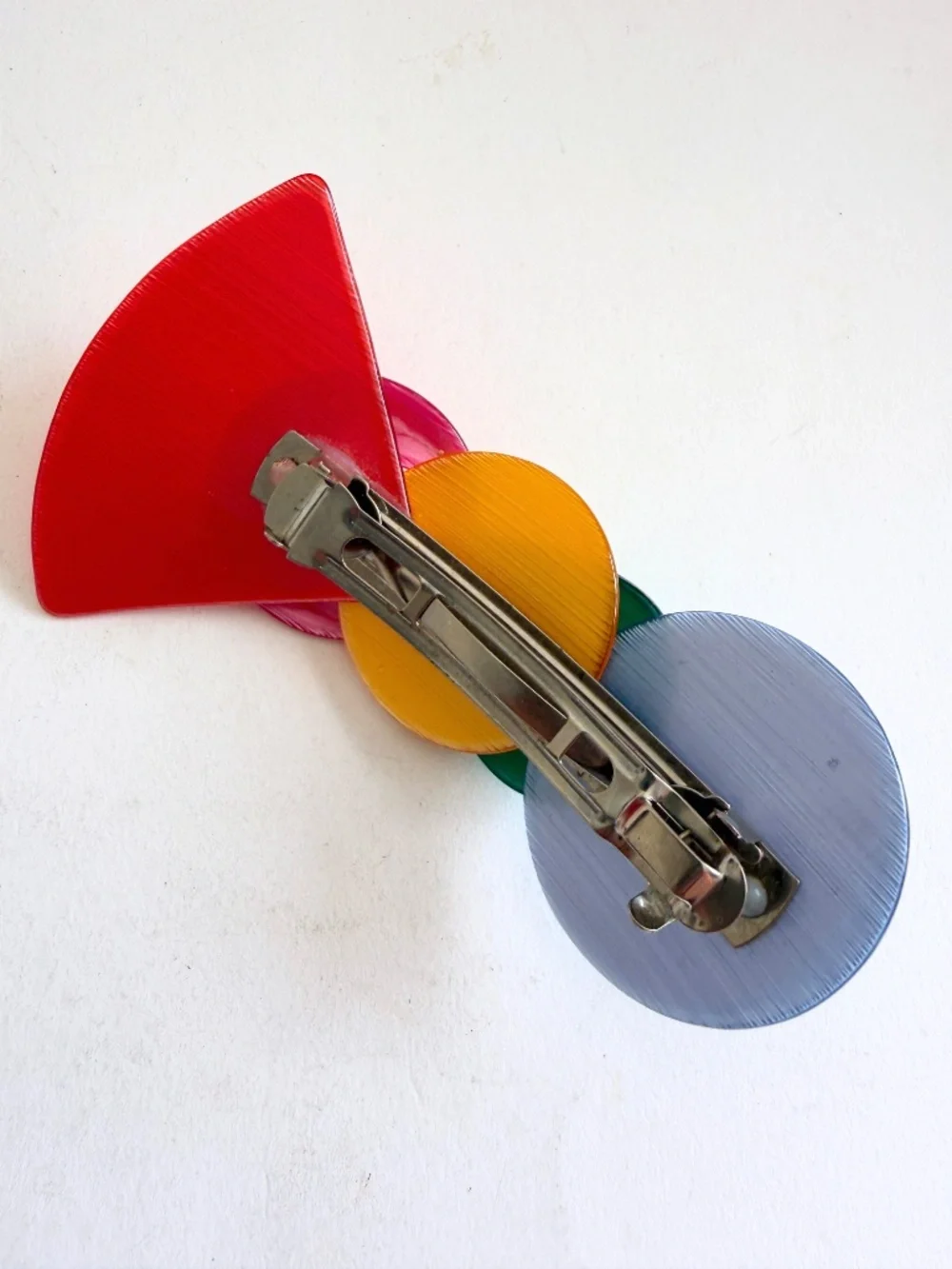 Vintage Hair Clip PostModern Colorful Lucite Acrylic Plastic Pop Art Geometric
